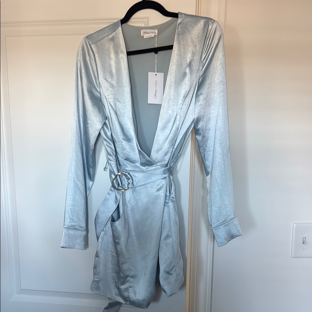 Blue Satin Mini Dress